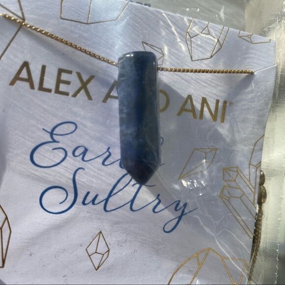 Alex and Ani Earth Sultry Sodalite Pendant Necklace with Station Beads 14kt GP - Picture 13 of 16